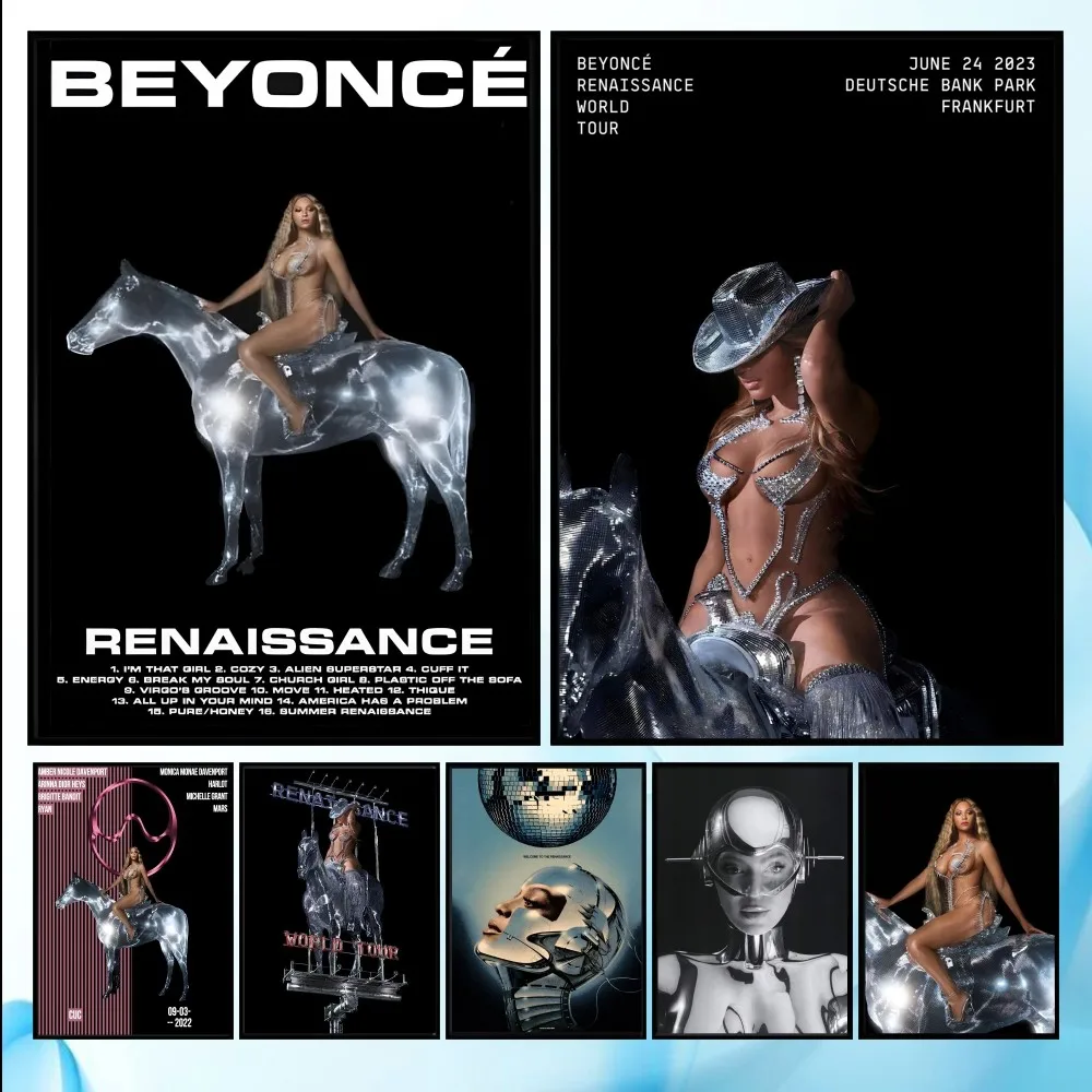 

B-Beyonce Renaissance Singer Poster HD art sticky wall waterproof home living room bedroom bar aesthetic decoration