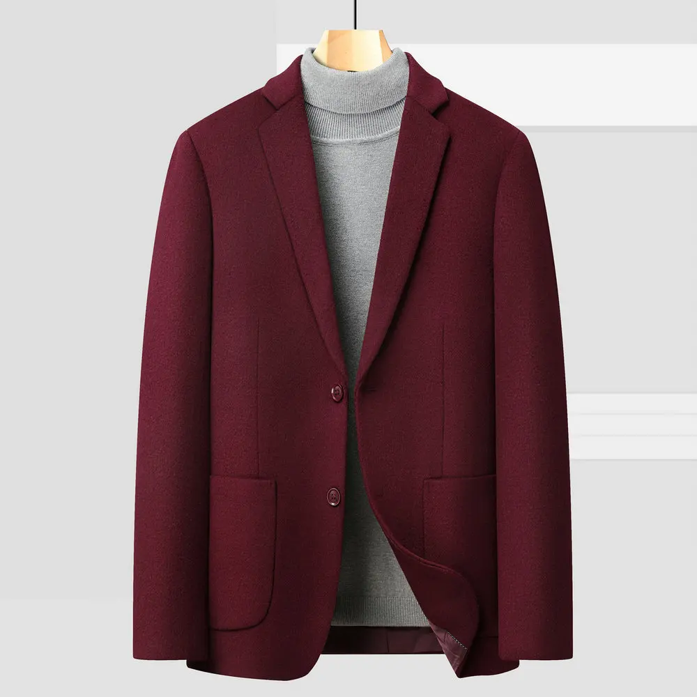 

Minimalist Men's Cashmere Blazer Tweed Elegant Tweed Suit Jacket Camel Wine Red Coffee Gray Outfits Winter Autumn Basic Uniform
