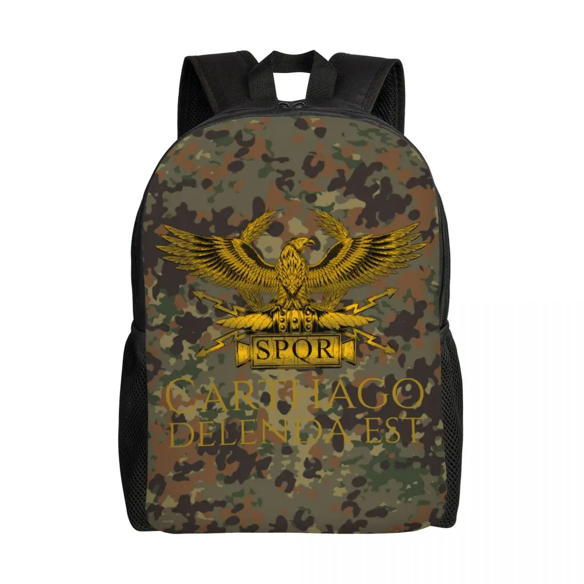 Classical Roman History Carthago Delenda Est Latin Quote Backpacks for Imperial Golden Eagle Bags Bookbag Fits 15 Inch Laptop