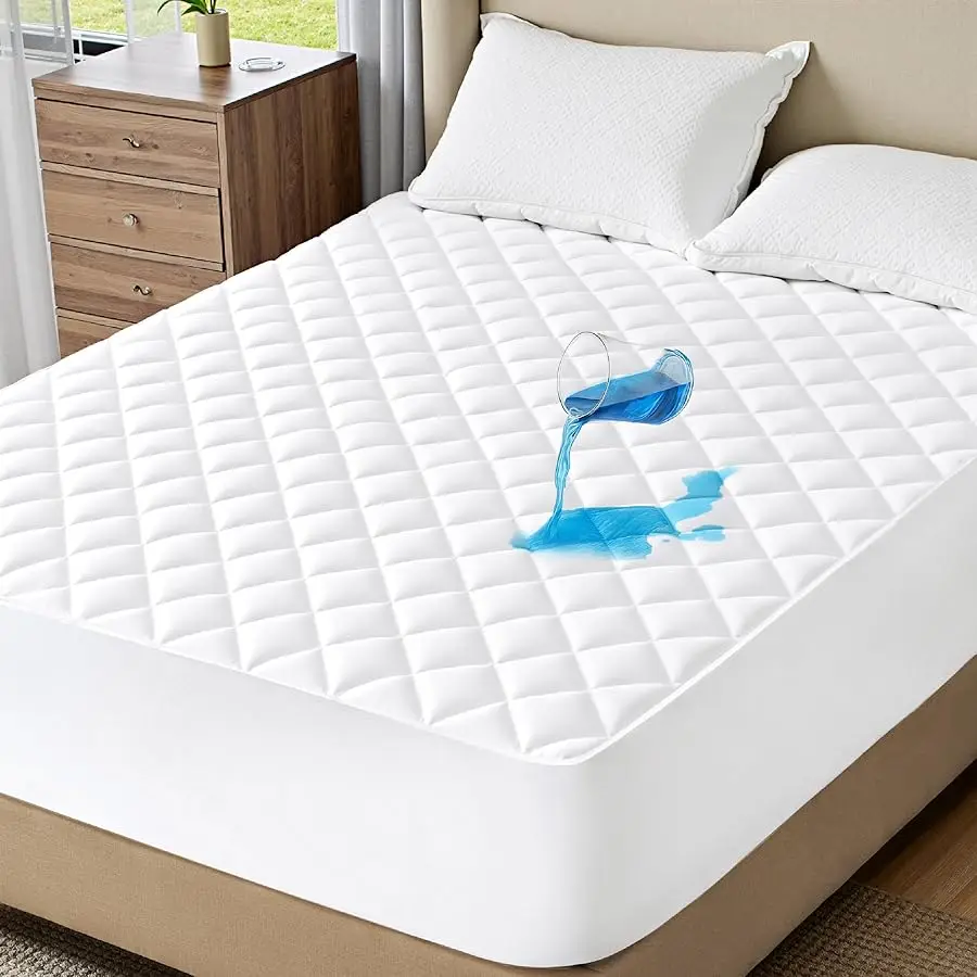 

Queen Mattress Protector, Quilted Waterproof Mattress Protector with Deep Pocket up to 22 Inches, Soft Breathable Noiseless Bed