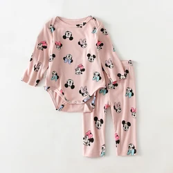 2Pcs Disney Baby Girl Clothes Sets Casual Long Sleeve Baby Boy One-piece + Pants Baby Girls Outfits