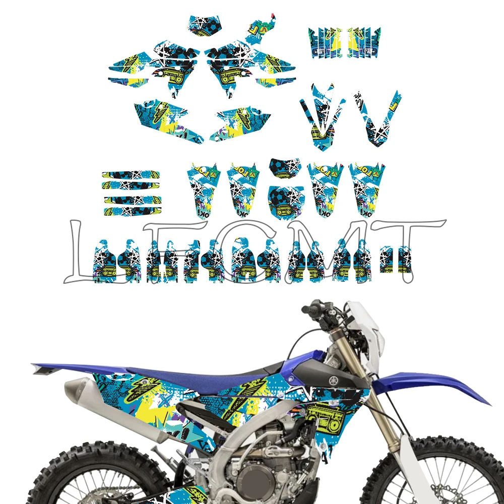 Full Graphics Backgrounds Decals Stickers Fit for YAMAHA YZF250 2014-2018 YZF450 YZ450F 14-17 WRF250 15-19 WR450F WRF450 16-18