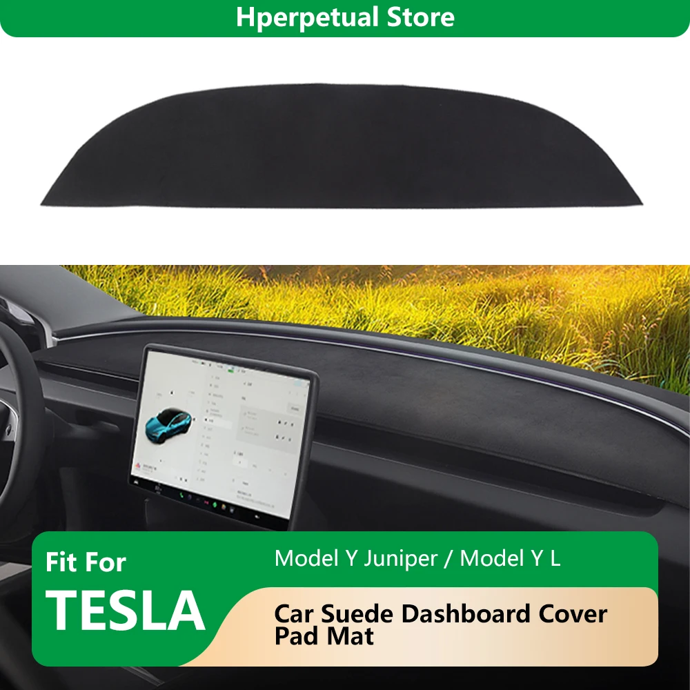 

For Tesla Model Y Juniper Model Y L 2025-2026 Suede Dashboard Cover Pad Anti-UV Dash Mat Sun-shading Pads Car Auto Accessories