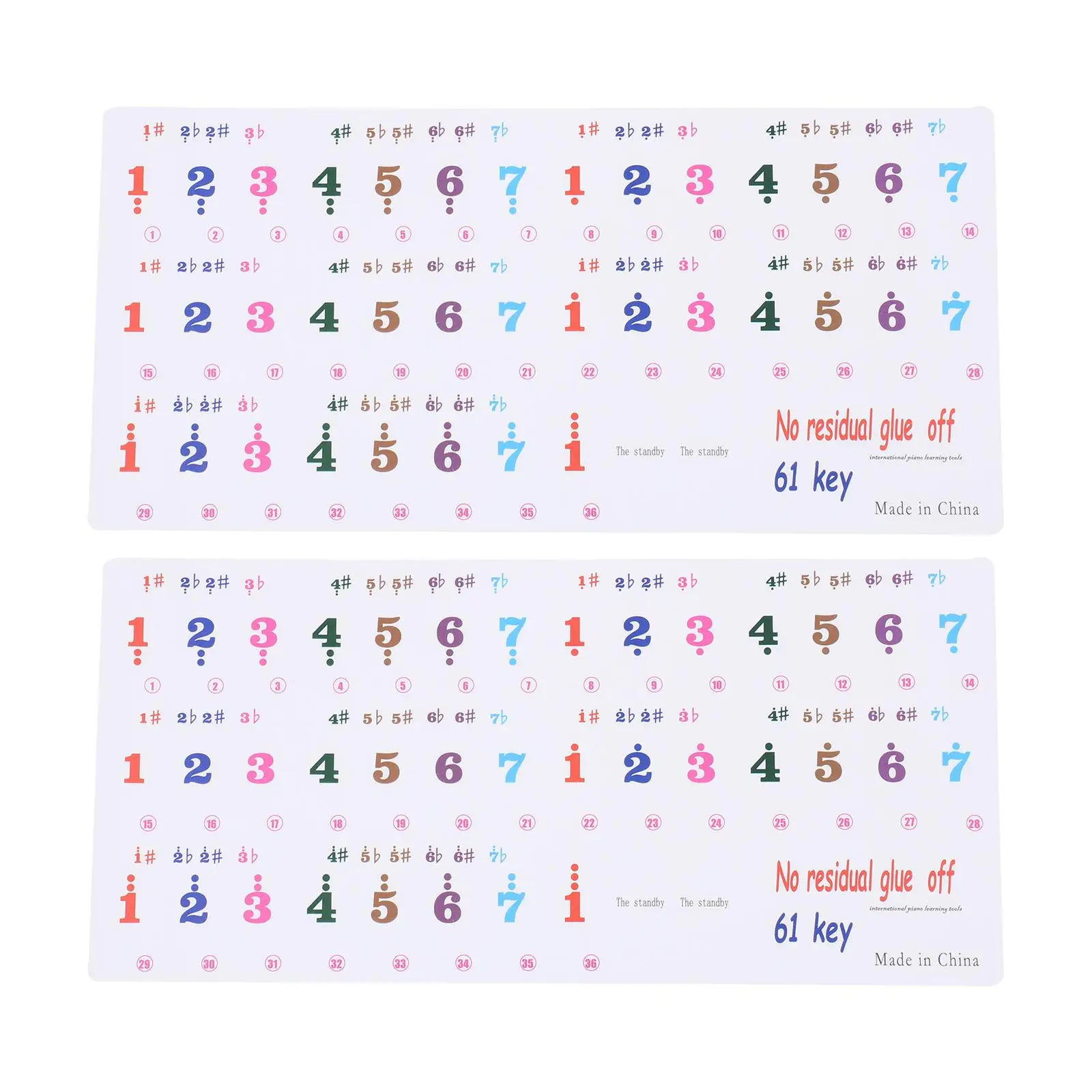 

2 Sheets 61 Key Keyboard Stickers Piano Set Cartoon Easy Paste Practical Decal Beginner
