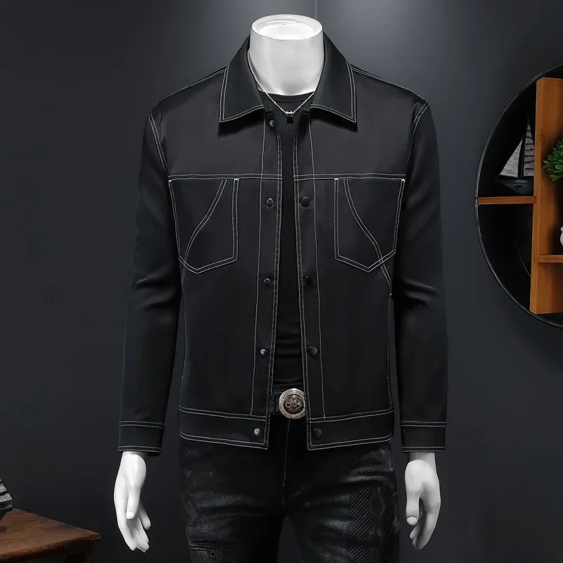 2024 Spring Fashion New Men's Workwear Casual Jacket Western Collar Korean Fit Youth Coat Men's Jacket