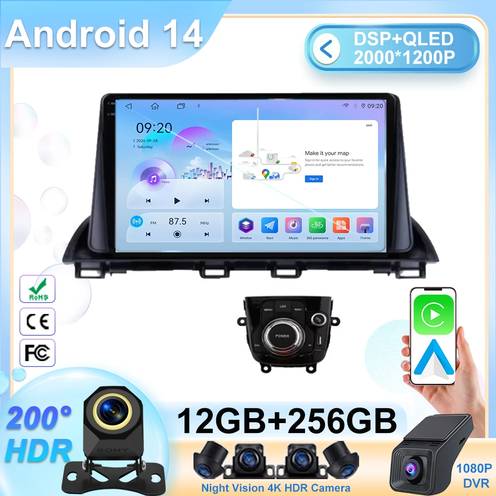 

Android 14 Carplay Auto Car Radio For Mazda 3 Axela 2013-2018 Stereo GPS Navigation Multimedia Video Player Autoradio Head Unit
