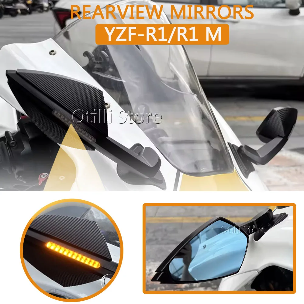

Motorcycle Accessories Rearview Mirrors With Turn Signals LED For Yamaha YZF R1 M YZF-R1M 2020 2021 2022 2023 2024 2025