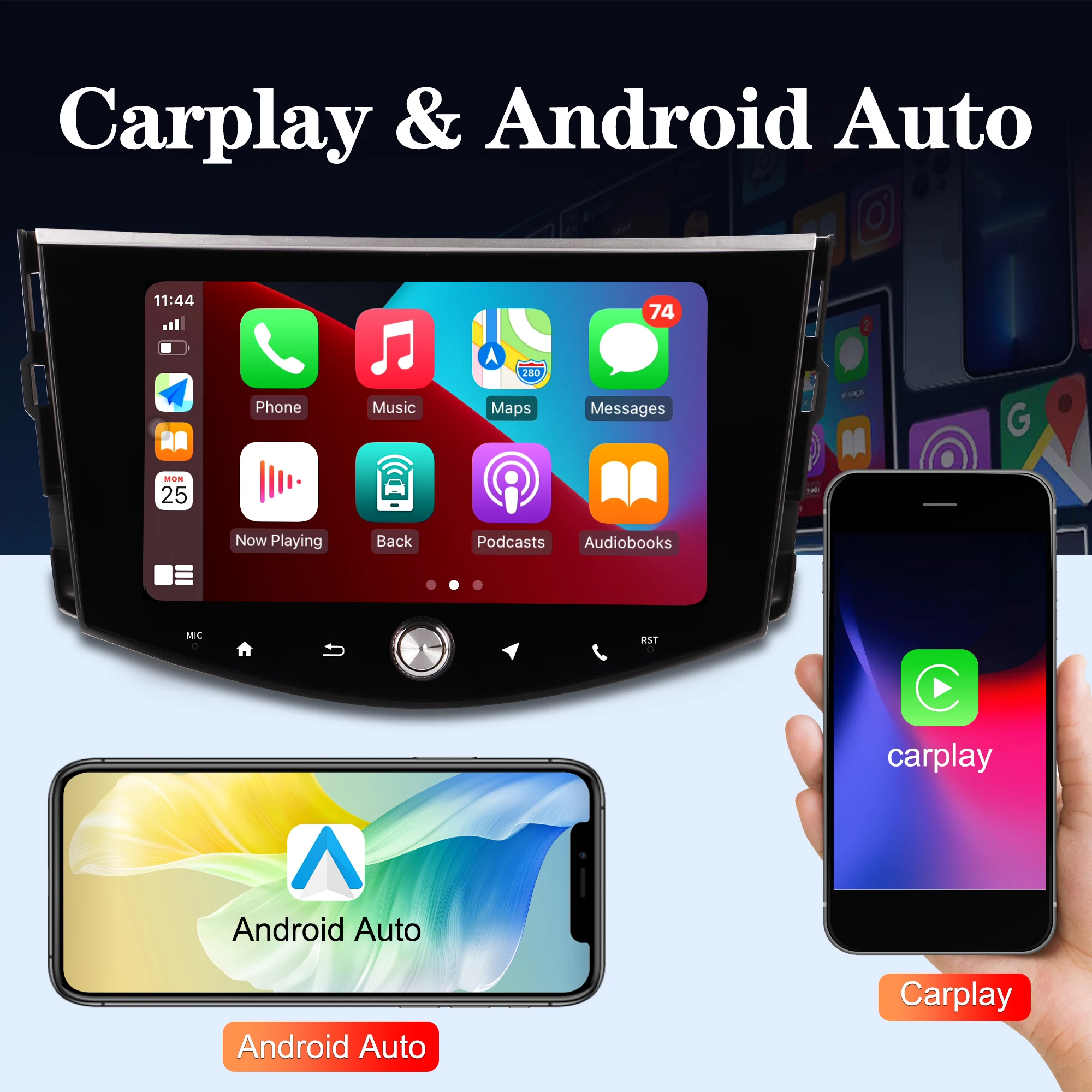 

Android Car radio for Toyota RAV4 (2006-2012) screen stereo wireless Carlay, Android Auto, Bluetooth, FM RDS radio, SWC [4+64G]