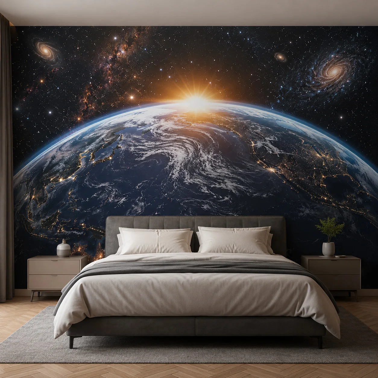 วอลเปเปอร์ภาพวิวโลกยามเช้าแบบ - Sunrise Home Textiles & Apparel บทวิจารณ์และราคา
