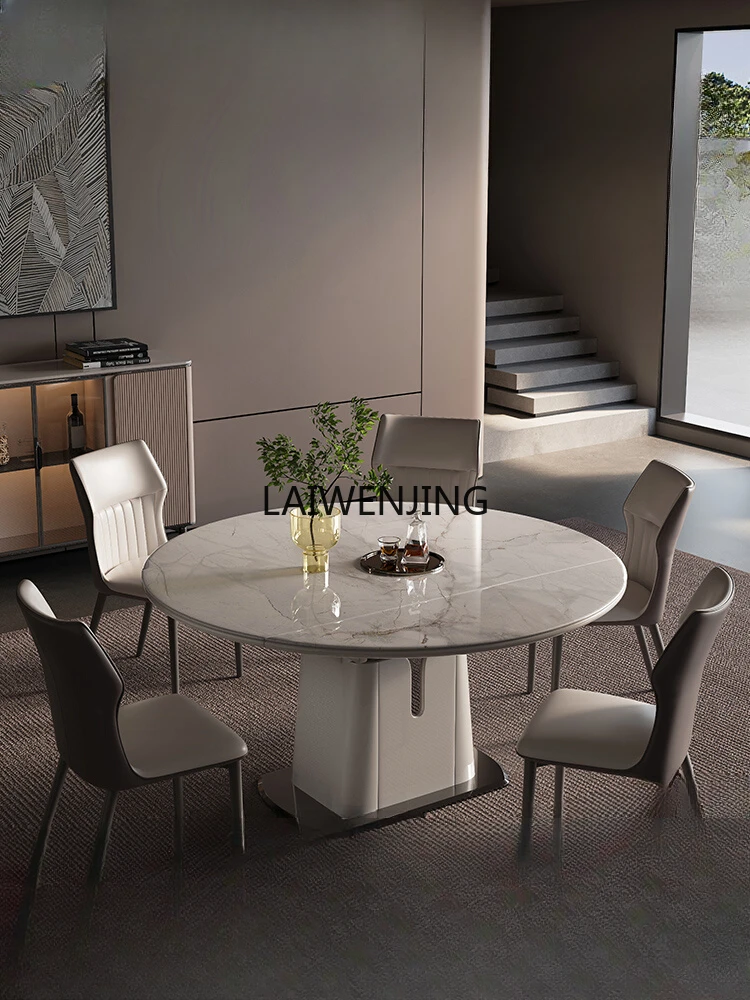 

MJY каменная плита, круглый стол, телескопический складной семейный роскошный комбинированный квадратный и круглый обеденный стол двойного назначения