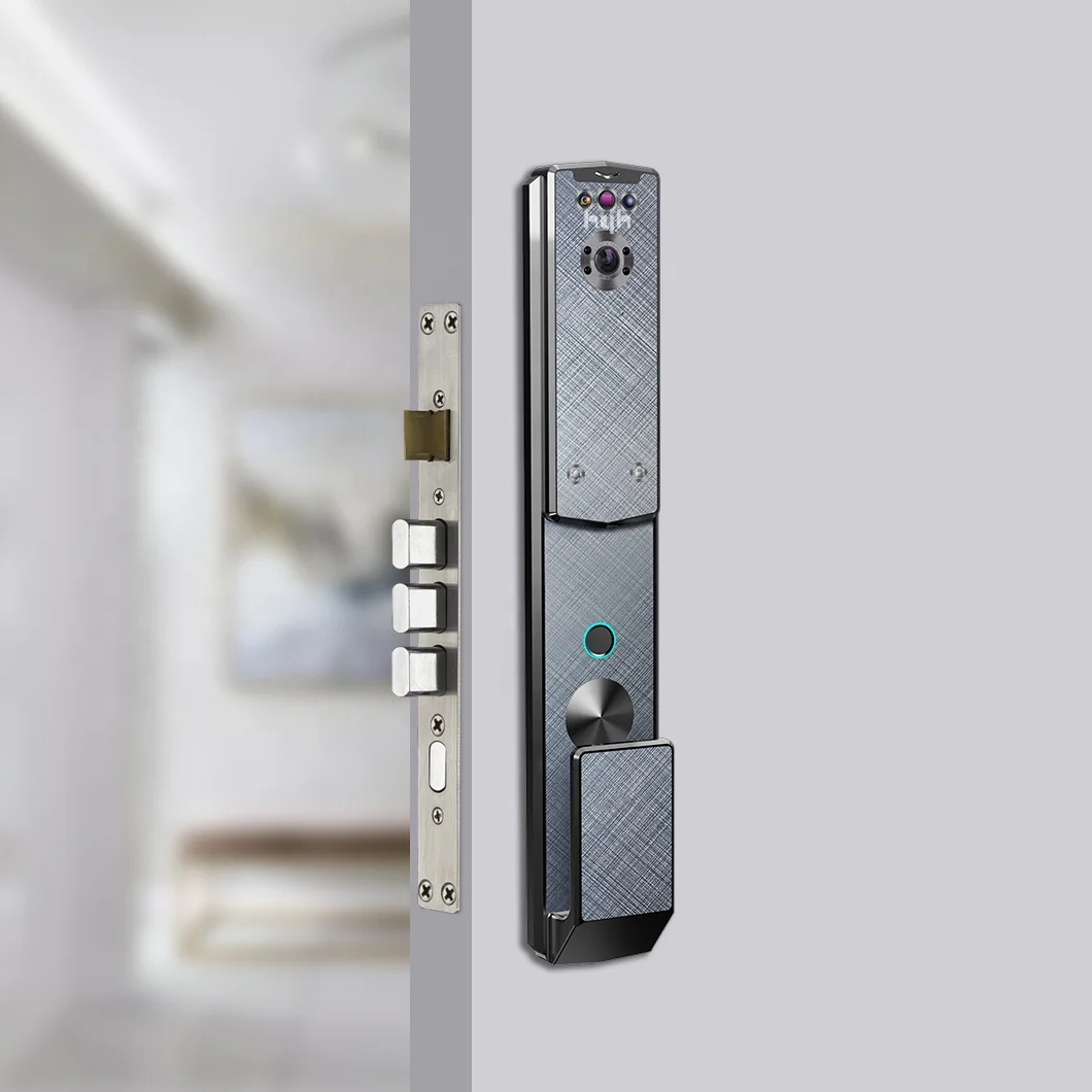 Guangdong-hyh Hardware Aluminium Tuya Wifi Fingerprint Smart Door Lock With Camera Face Recognition