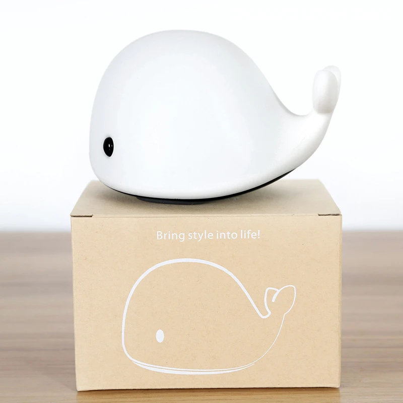 USB Charging Silicone Lamp for Bedroom, Cartoon, Colorful Little whale, Sleeping Light, Dolphin, Color-Changing, Atmosphere Nigh