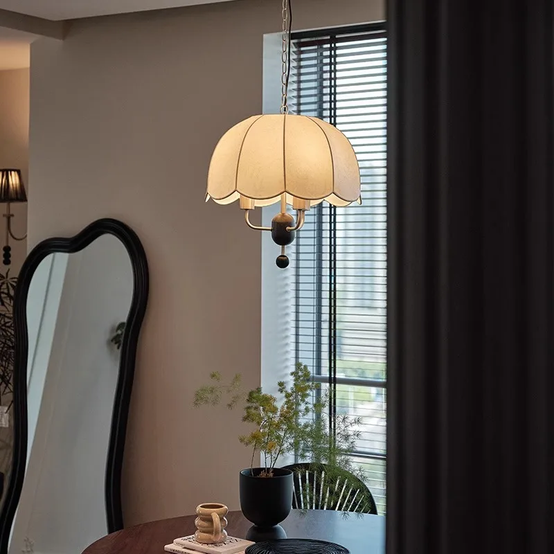 French Retro Cloth Pattern Bedroom Pendant Lights Medieval Living Dining Room Decor E27 Chandeliers Study Hanging Lamps Fixtures