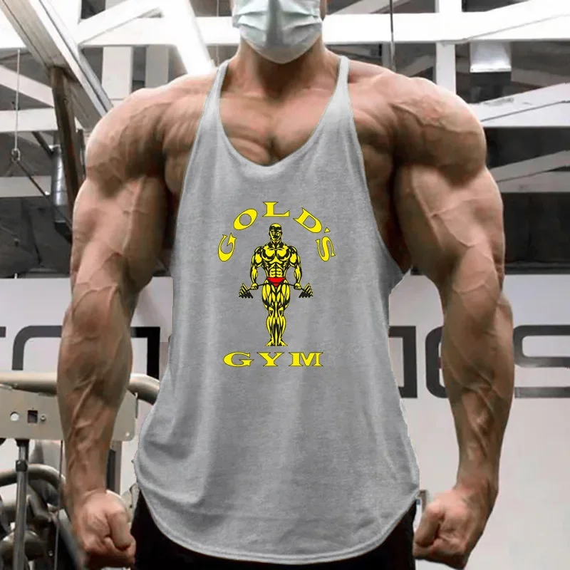 Summer New Muscle Fit Workout Tank Top Outdoor Men's Training Sports Vest Casual Breathable Sleeveless Shirt for Gym Tops