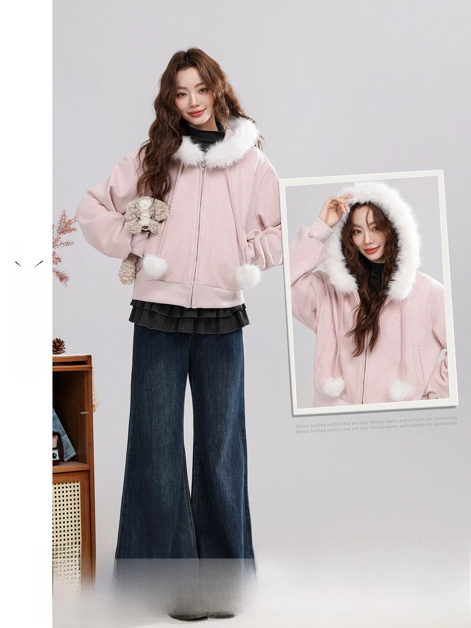 

Женская утепленная куртка с капюшоном из розового бархата, новая модная теплая повседневная верхняя одежда для зимы