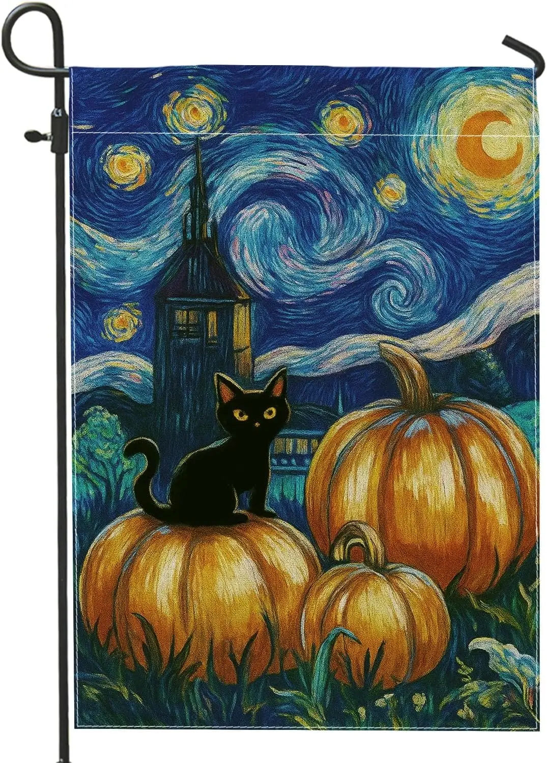 Halloween Pumpkin Garden Flag, Cat Fall Decor Banner, Double Sided Fabric Lawn Flag for Outdoor Decoration 12x18 Inch IIK AA yyi