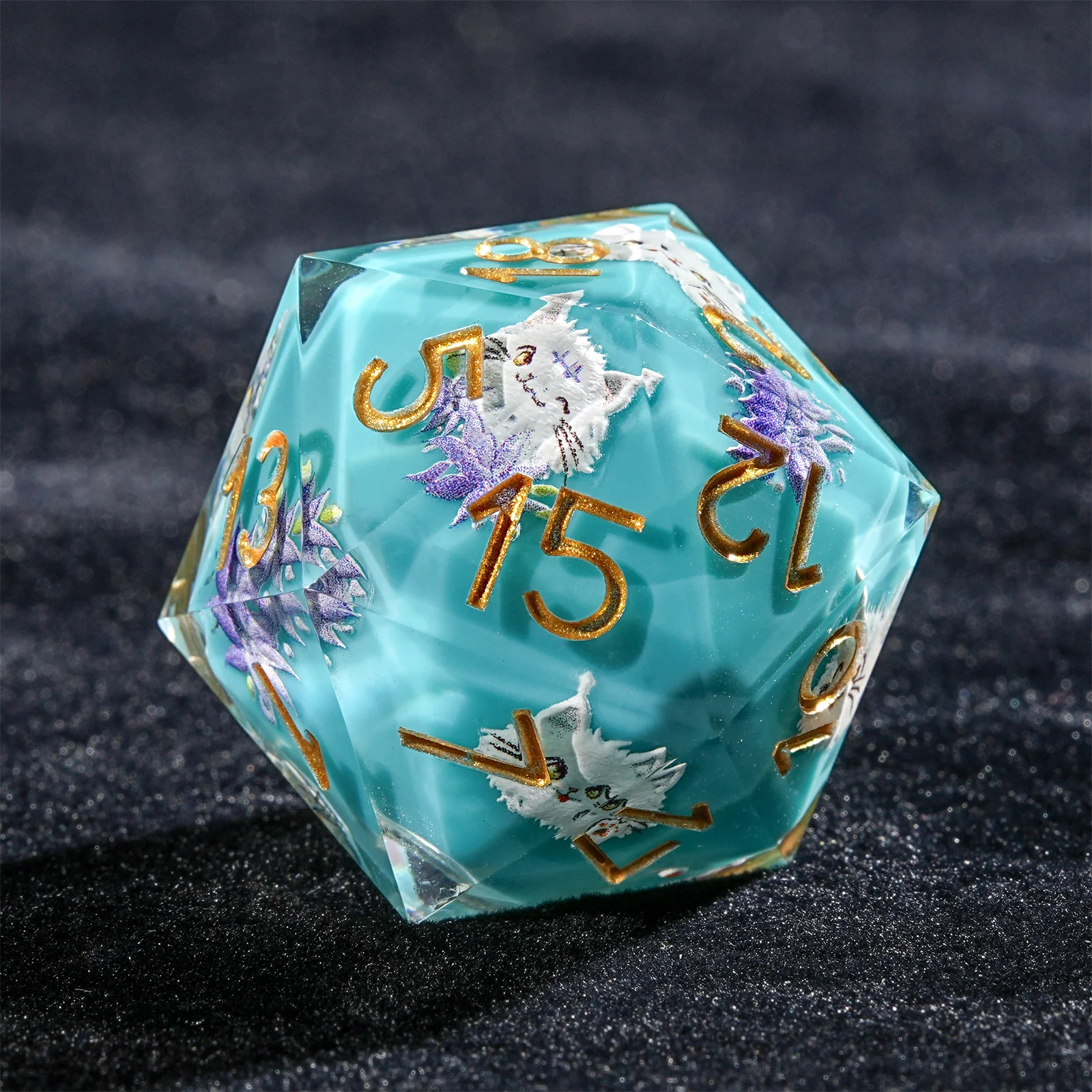 

1-7Pcs DND Cute Cat Blue Solid Resin White Kitten Dice Set Multi-sided Polyhedral Dice for D&D Game COC Role Playing RPG Table