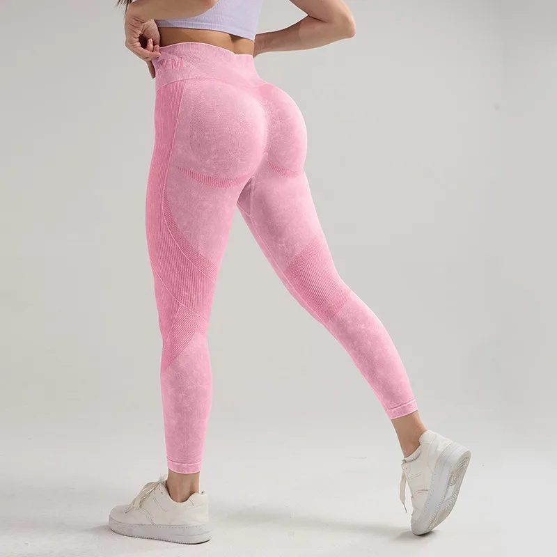 Taille tête lettre pêche hanche pantalons de Yoga femmes taille haute hanche levage serré Fitness pantalon haute élasticité sans couture collants de sport