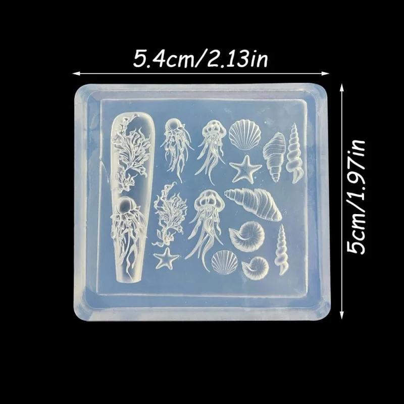 3D Gel Nail Art Molds Ocean Charms for Nails Design Silicone Molds Jellyfish Conch Starfish Coral Seashell Mold Nails...