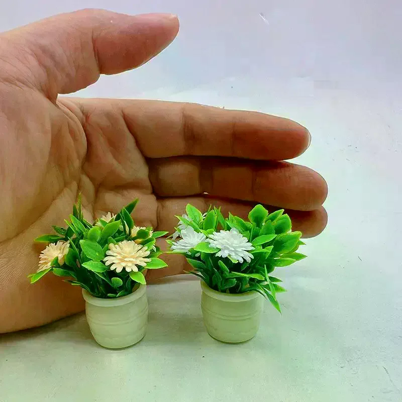 /GJ/1Pcs Miniature Gypsophila Potted Plant For Model House Living Room Decoration Mini Landscape Crafts