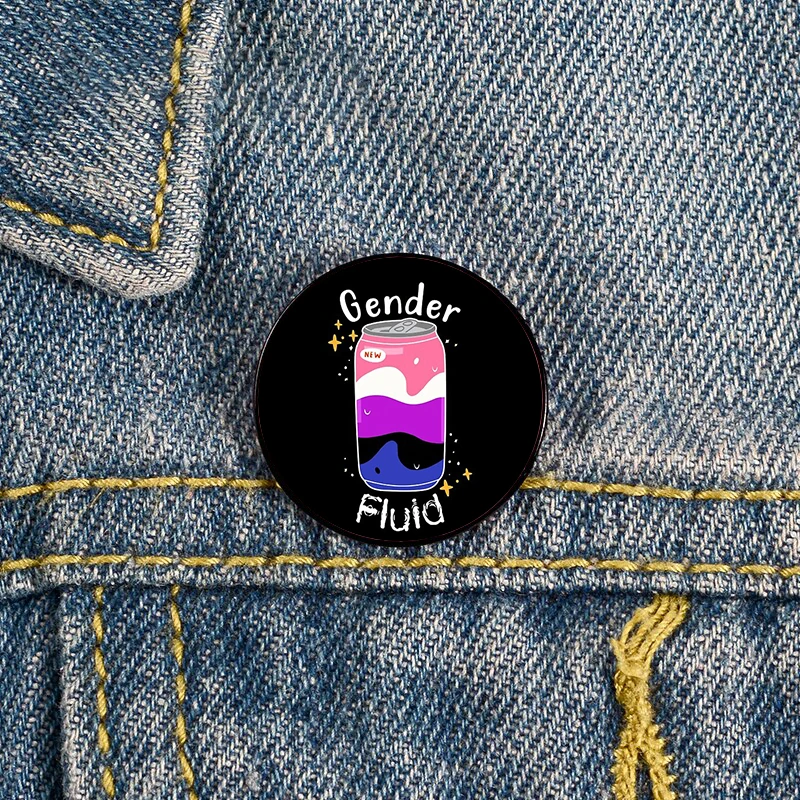 Genderfluid Drink Pin Custom cute Brooches Shirt Lapel teacher tote Bag backpacks Badge Cartoon gift brooches pins for women