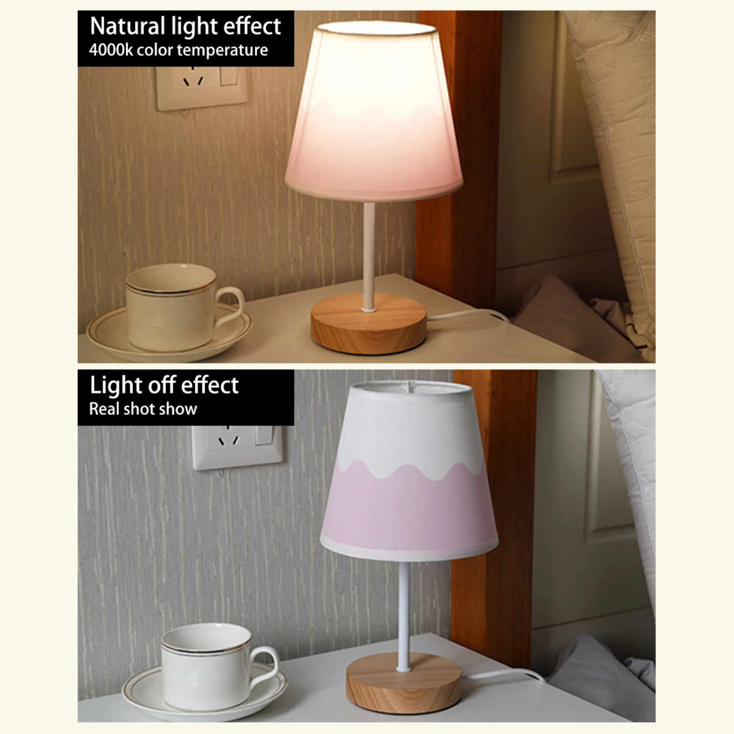 New Stylish Cozy Warm Wooden Bedside Table Nightstand Light - Modern LED Reading Light with Gentle Warm Glow for Bedroom - Decor