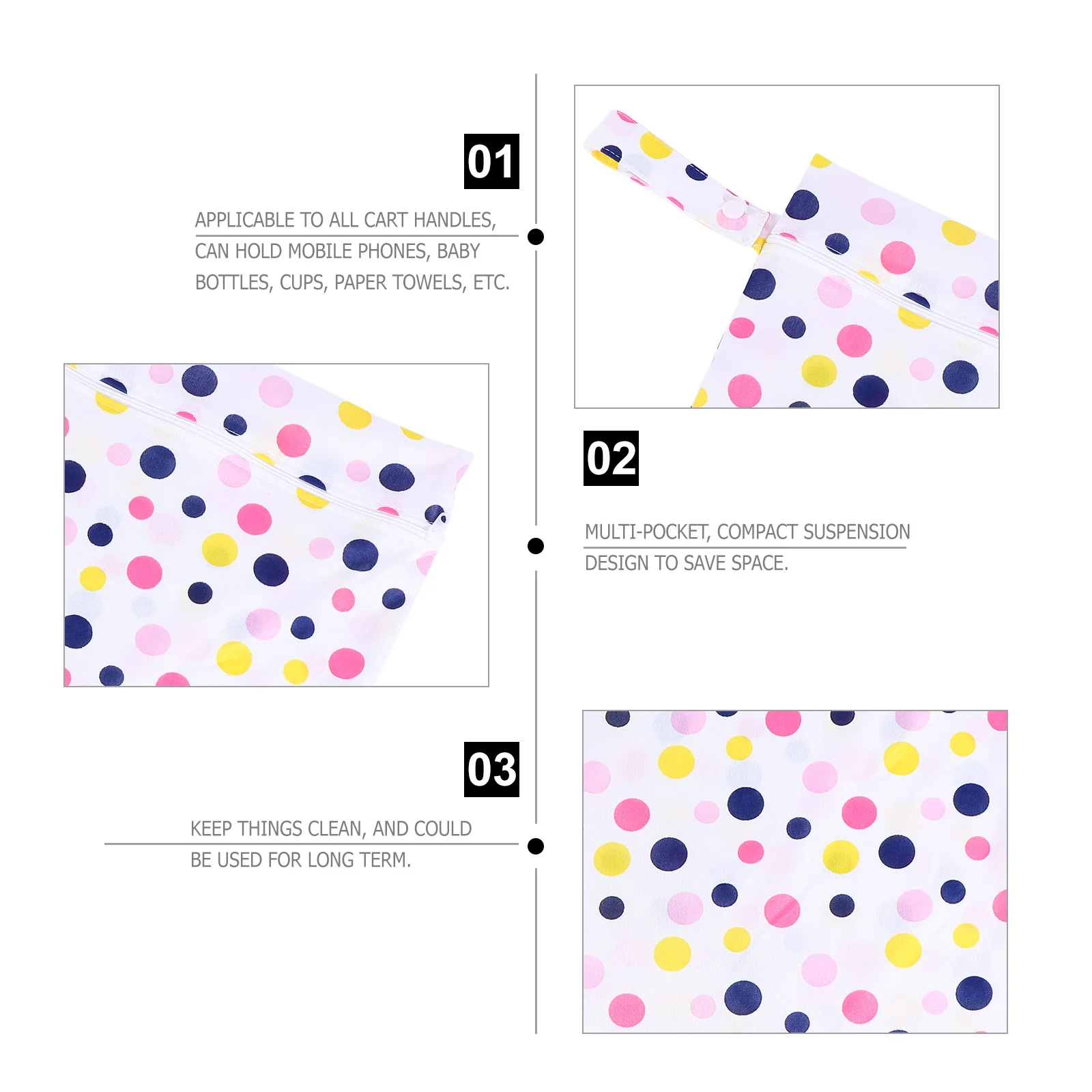 

Reusable Diaper Wet Dry Bag Compact Multi Pocket Waterproof Baby Items Organizer Travel Storage for Mobile Bottles Cups