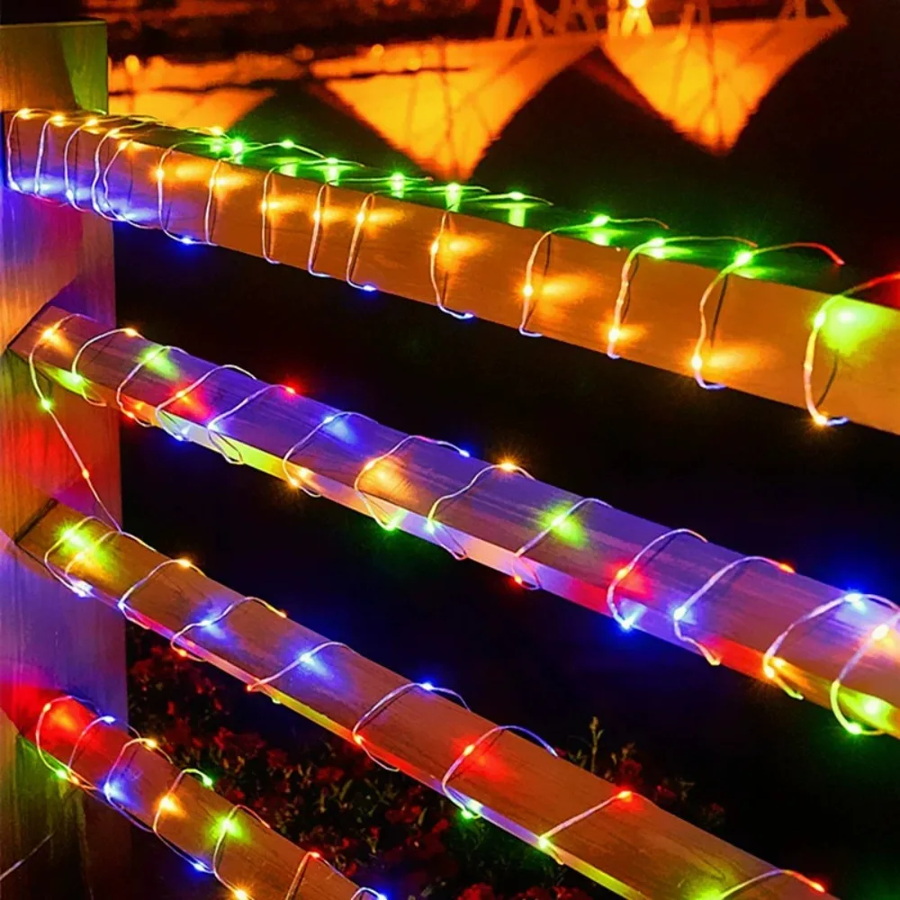 USB RGBIC LED Curtain Ambient Lights APP Remote Control Fairy Lamp Music Sync Copper for Christmas Patio Party Bedroom Decor