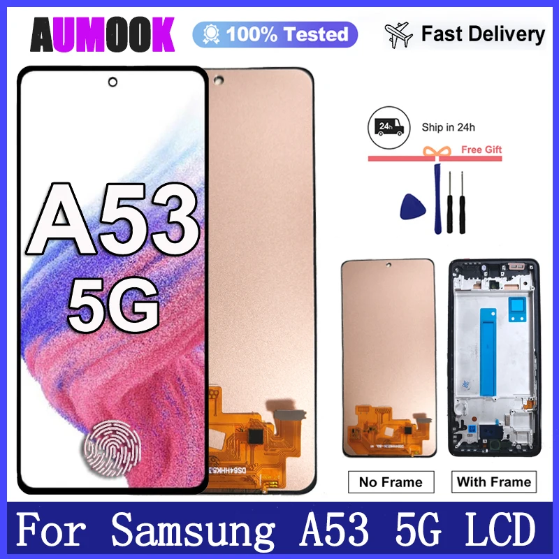 Pantalla AMOLED para Samsung A53 5G A536, display LCD con touch screen y digitalizador, ensamble para Samsung A53 5G, piezas de repuesto de pantalla
