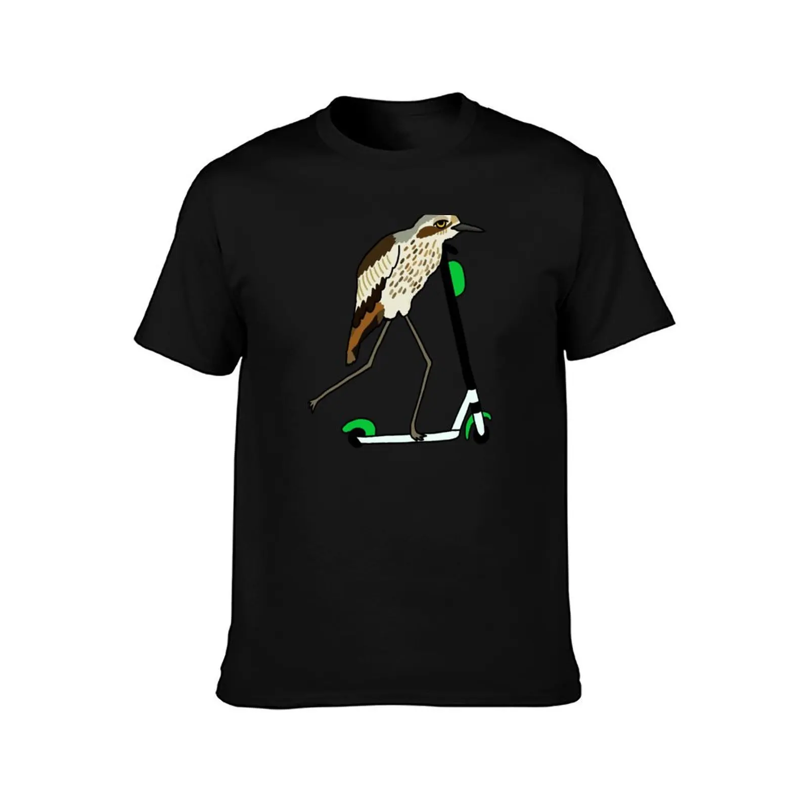 Bush-stone Curlew on a Scooter Blue T-Shirt Plus Size Street Style Tee T-Shirt
