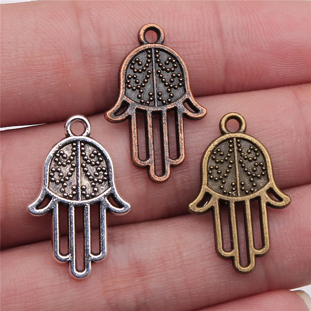 Vintage Hamsa Hand Protection Amulet Charms Pendant Evil Eye Charms For Jewelry Making Bracelet Necklace DIY Craft Bulk