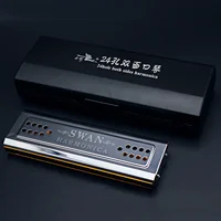 Armónica trémolo SWAN de 24 agujeros, armónica de llave C/G de doble cara polifónica adecuada para entusiastas de la música, instrumento de viento de madera