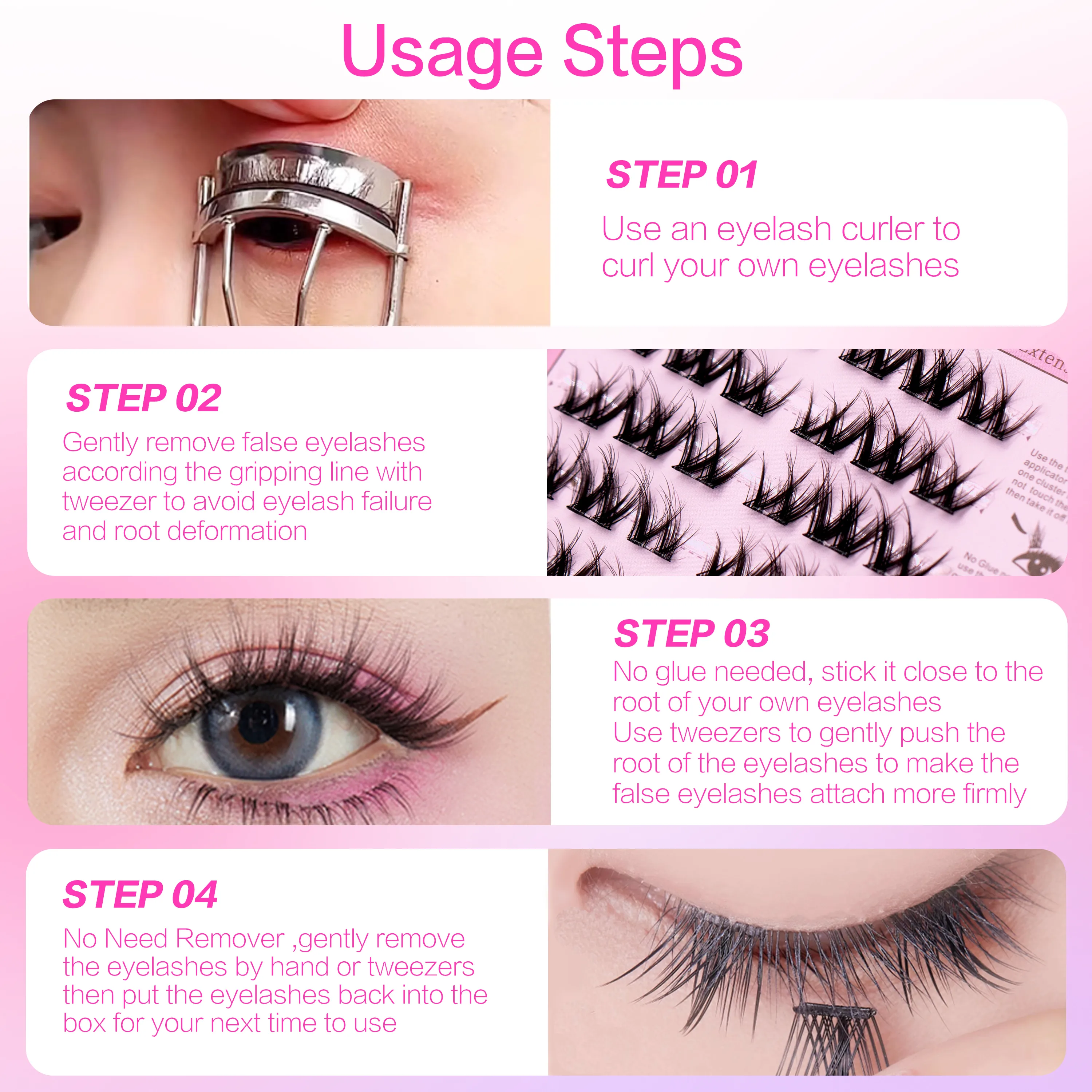 36pcs 3D Pre Glued Lashes 10-14mm No Glue Eyelash 5D Fluffy Big Curl False Eyelashes Wispy Fluffy Lash W Shape Dense Eyelashes