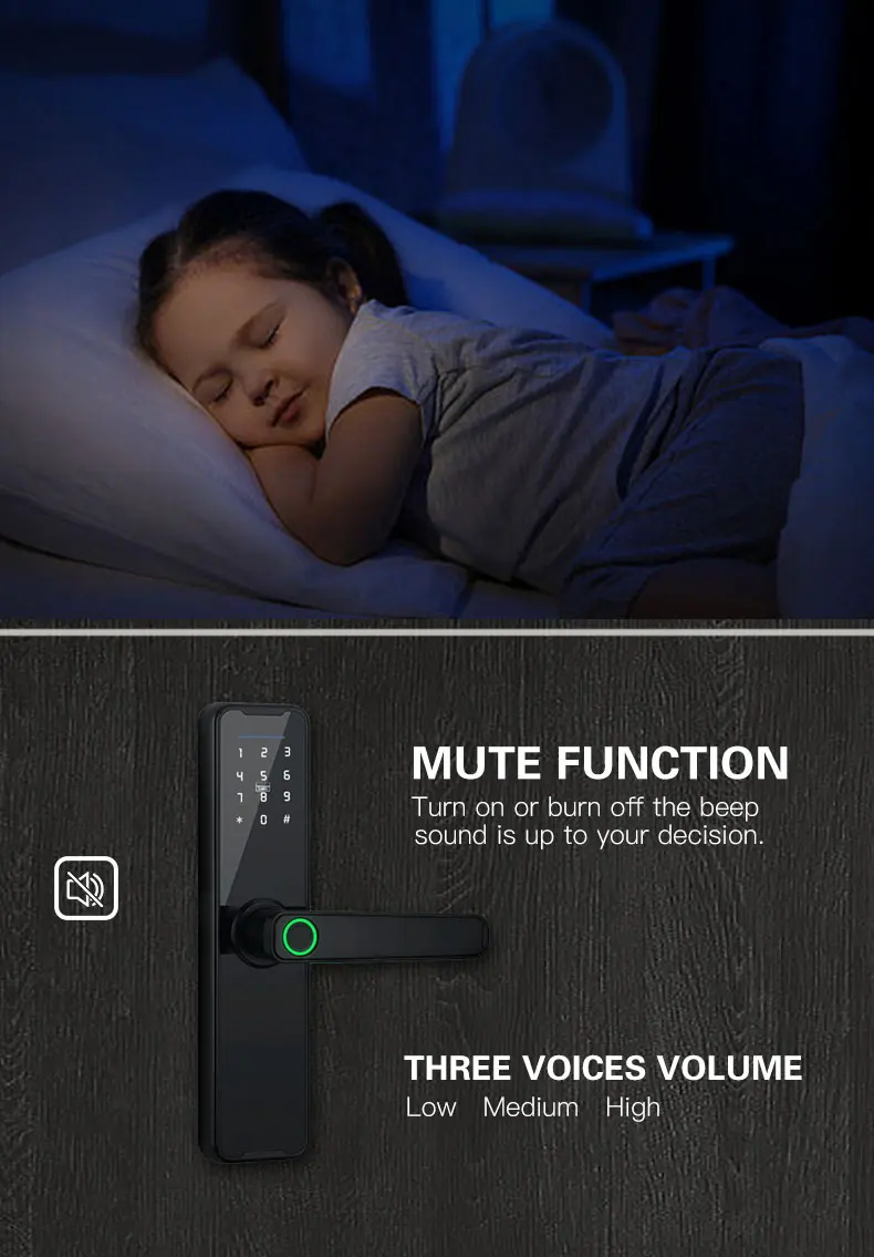 Tuya WiFi Smart Door Lock Biometric Fingerprint App Remote Unlocking Keyless Lock Electronic Door Lock