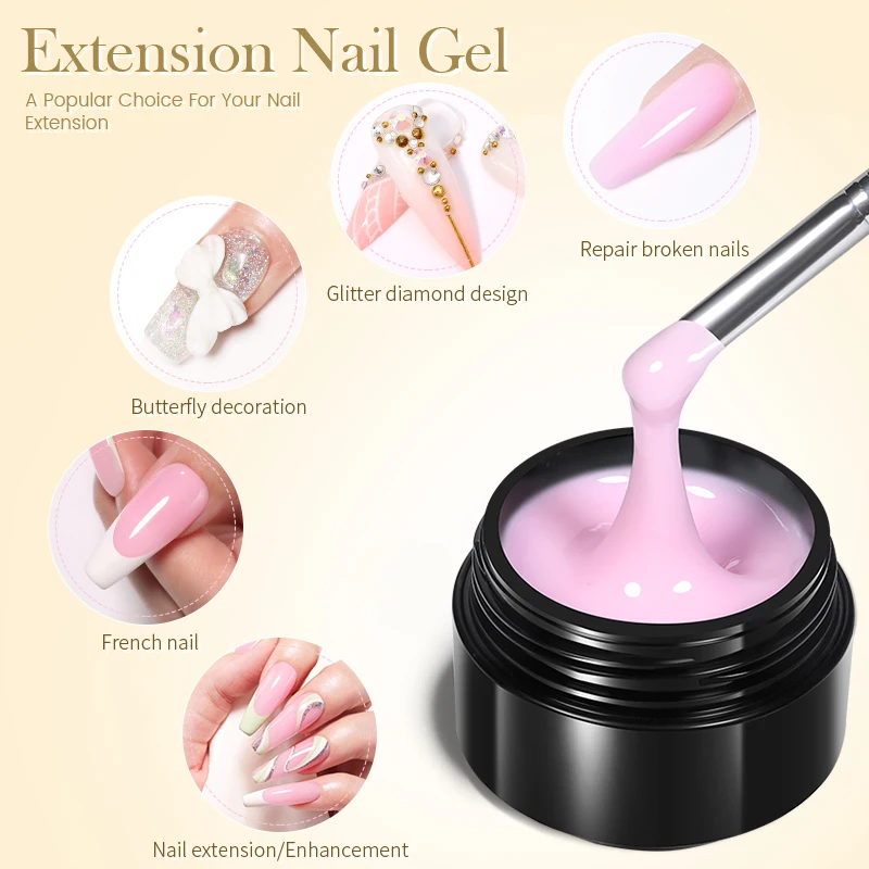 BORN PRETTY Quick Extension Nail Gel Polish Pink Nude Milk White Gel Soak Off UV Semi Permanent Nails Art For Manicure Tool