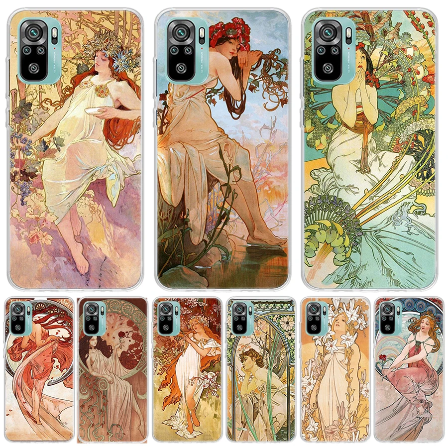 Alfons Mucha Primavera For Xiaomi Redmi Note 13 12 11S 11 10S 10 Pro Phone Case  11T 11E 9S 9 8T 8 7 Plus Fundas Cover Coque Not