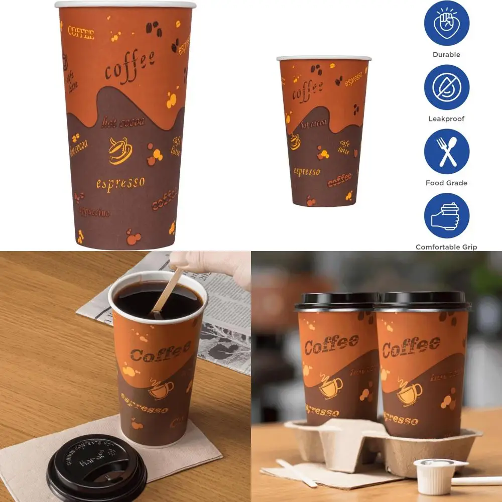 

Одноразовые бумажные кофейные чашки на 20 унций, герметичные двойные полиэтиленовые чашки, 600 шт. для горячих напитков, диаметр 90 мм, идеально подходят для кофе