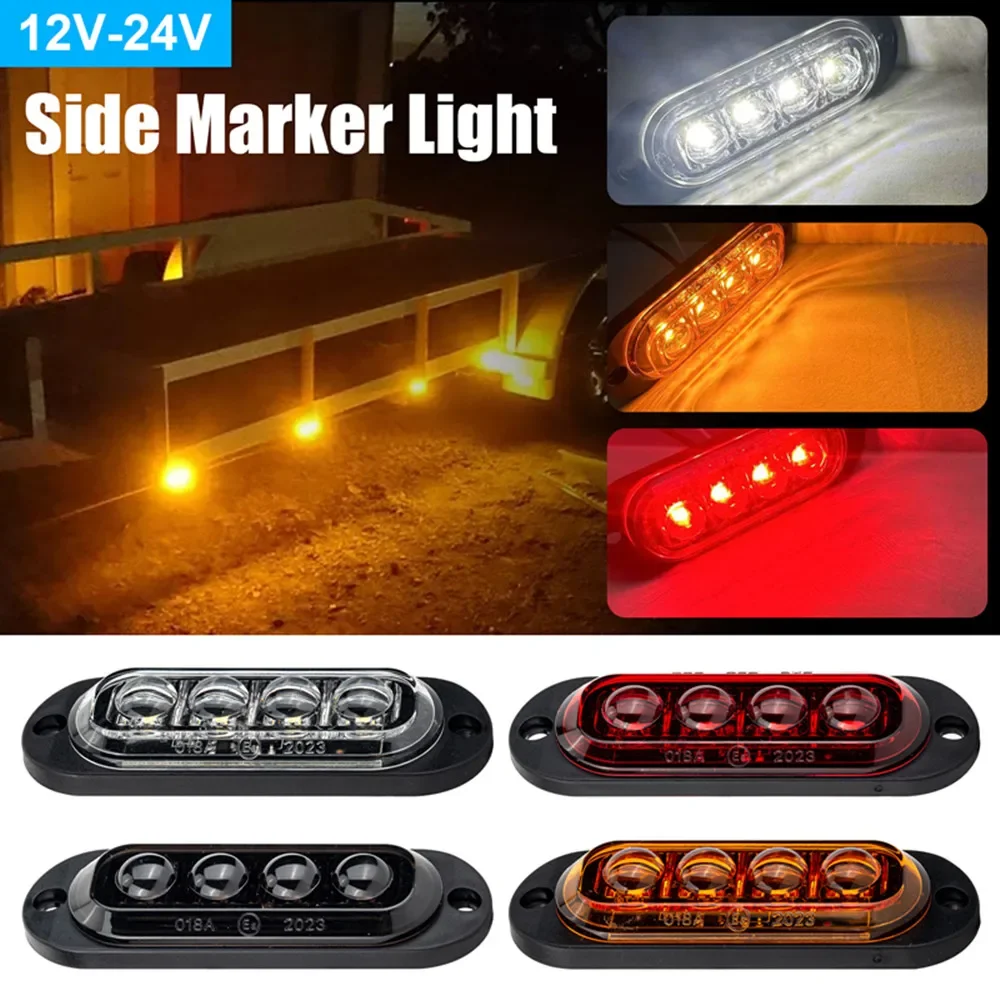8PCS Trailer Truck Side Clearance Lights Car Marker Lights 4LED Signal Indicator Side Marker lights LED 12V 24V Position Lamp