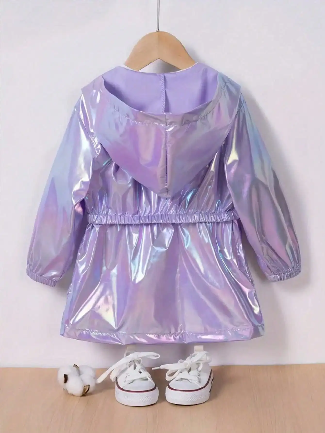Children's Clothing Summer Ultra-Thin Fashion Girls Shiny Zipper Sunscreen Long-Sleeved Jacket Hooded Jacket