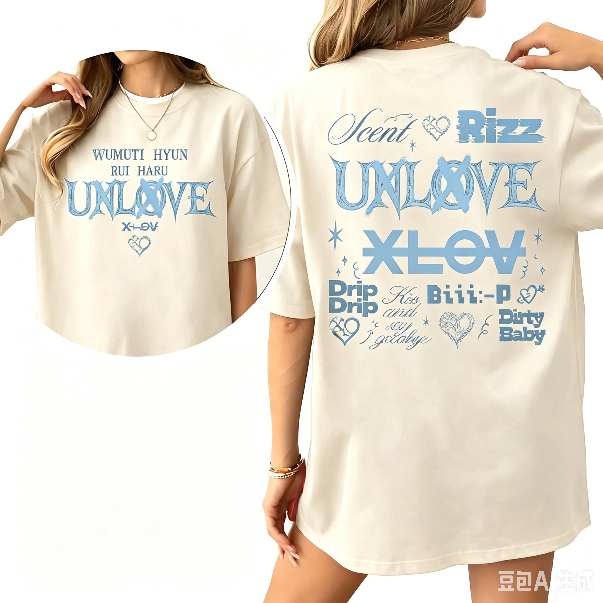 Kpop XLOV UXLXVE Tracklist T-shirt Men Women Summer Cotton Y2K Clothing Casual Fashion Round Neck Short Sleeved Streetwear