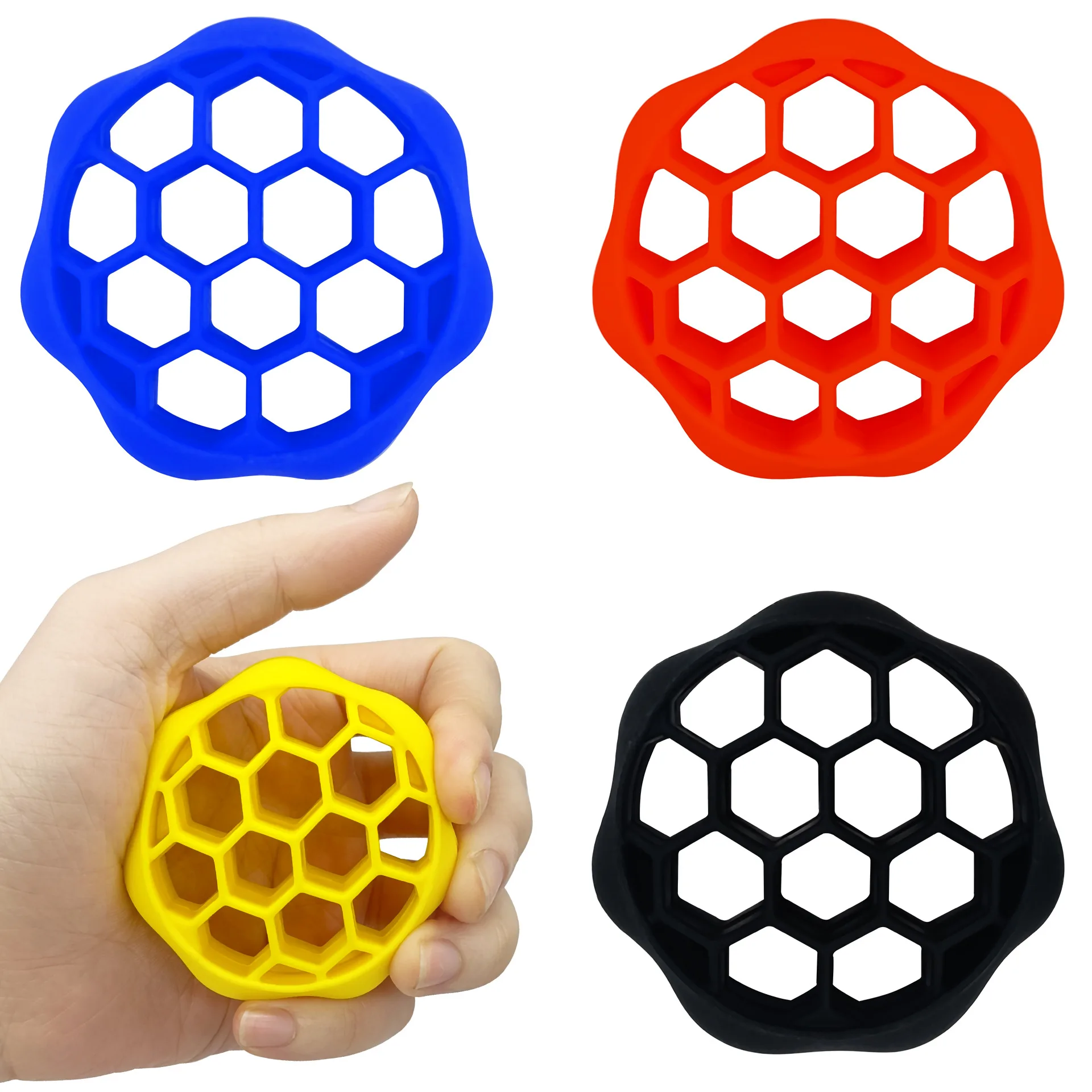 2Pcs Honeycomb Finger Strength Grip Ring Elastic Silicone Wrist Gripper Ring Mini Muscle Building for Rehabilitation Training