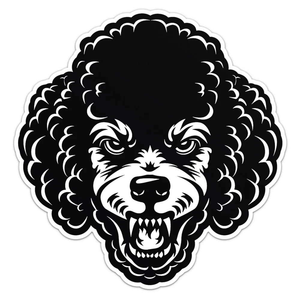 Angry Poodle Dog Vinyl Car Sticker Self Adhesive Decal for Truck Window and Travel Case Animal Art Decoration