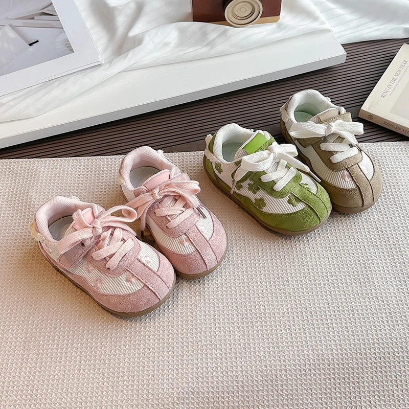 Kids Princess Shoes Sweet Floral Girls Casual Shoes Soft Bottom Mesh Breathable 2026 Brand New Children Leather Shoes Non-slip