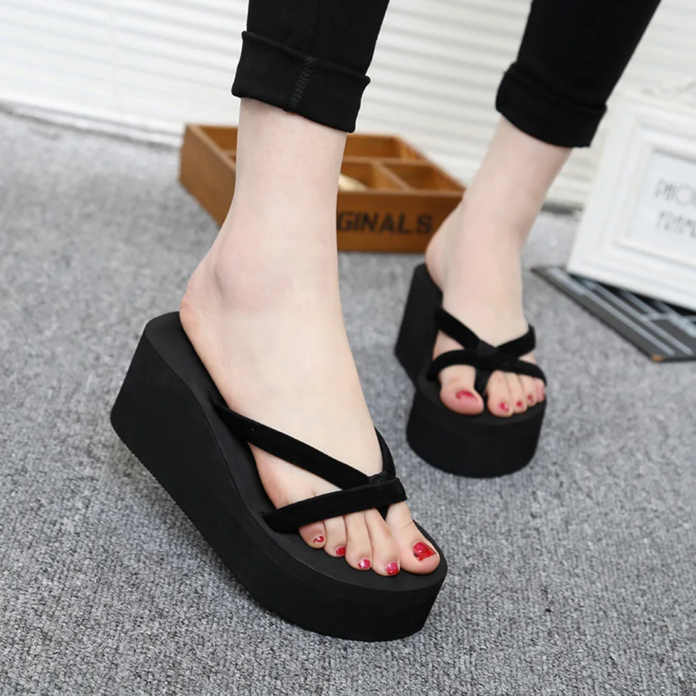 Slippers Women Summer Slides Shoes Without Heel Ladies Flip Flops Platform On A Wedge Sliders Flat Flip-flops 2019 Wedges