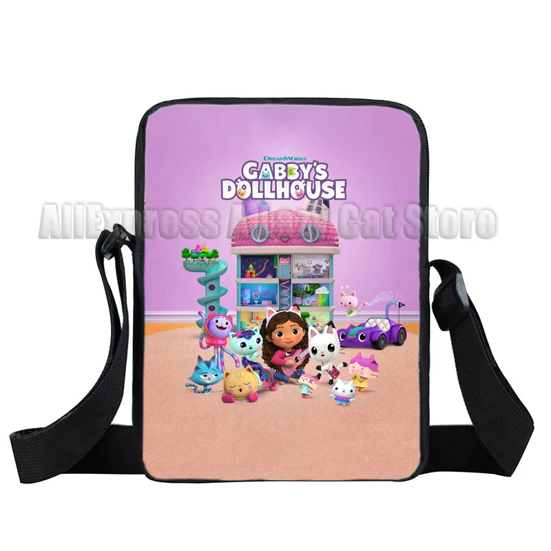 Gabby's Races House Nylon Initiated Crossbody Bags, Gabby Cat, Teenager Handbags, Student School Messenger Bag