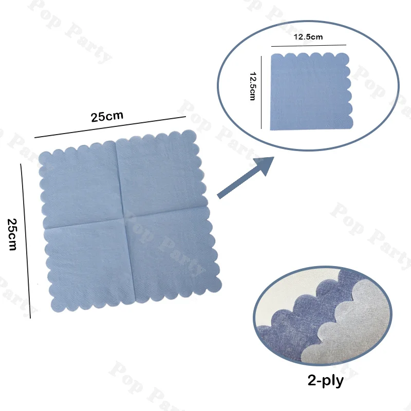 20pcs Blue Floral Lace Table Napkins 25x25cm Disposable Decorative Paper Napkins for Wedding Birthday Party Decorations - view 6