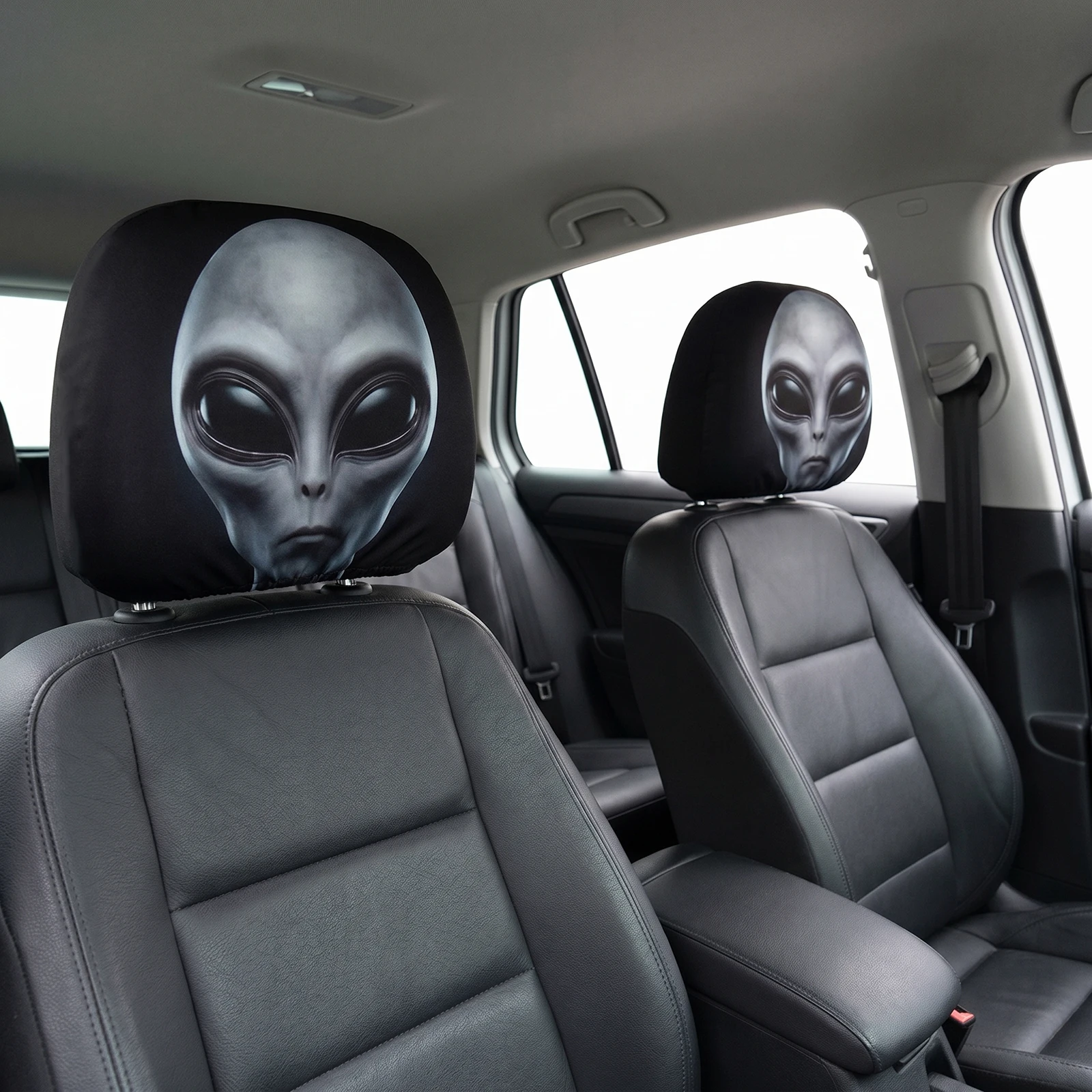 2Pcs Horror Design Car Headrest Covers Universal Car Seat Cover Breathable for Halloween Christmas Holiday for Sedan, Truck, SUV