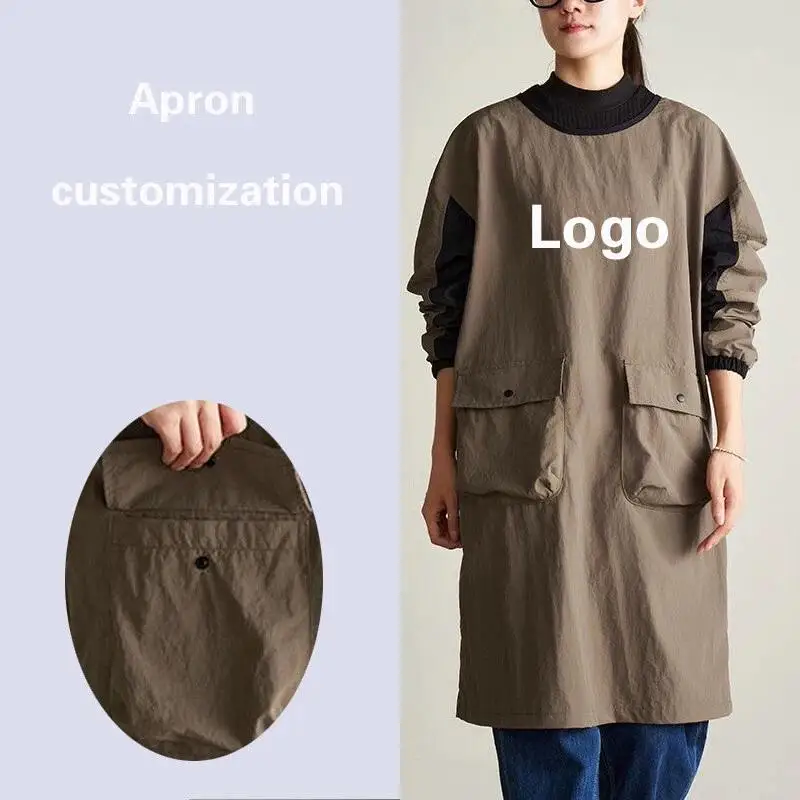 

Кухонный фартук с длинными рукавами, картина, парикмахерская, домашнее животное, кофе, барбекю, кейтеринг, водонепроницаемая рабочая одежда, печатный логотип