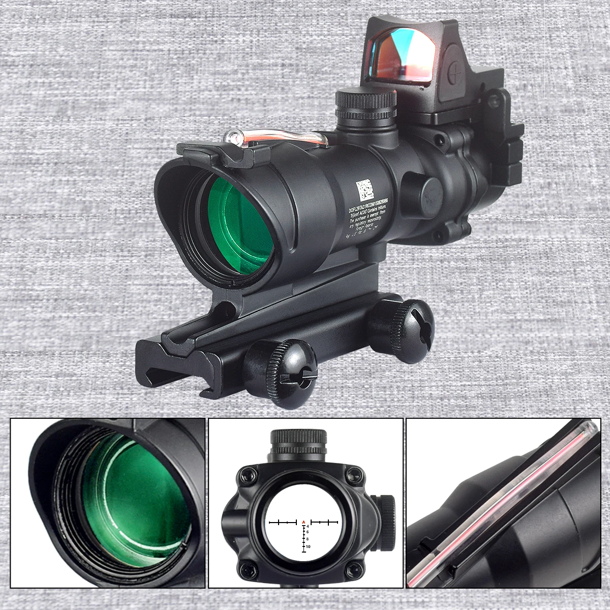 Trijicon ACOG 4X32 4X lupa fibra óptica Real punto rojo verde mira para Rifle con RMR caza vista ACOG Killflash tapa