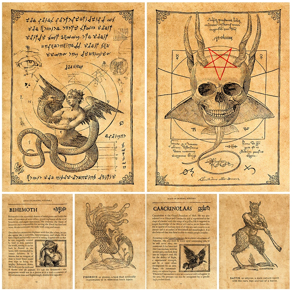 

Book Of Shadows Wicca Witchcraft Page Wall Art Canvas Painting Witches And Alchemist Mythology Folklore Art Poster Print Decor